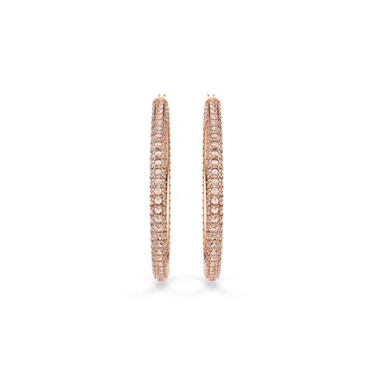 Dextera hoop earrings, Pavé, Large, White, Rose gold-tone plated 5383938