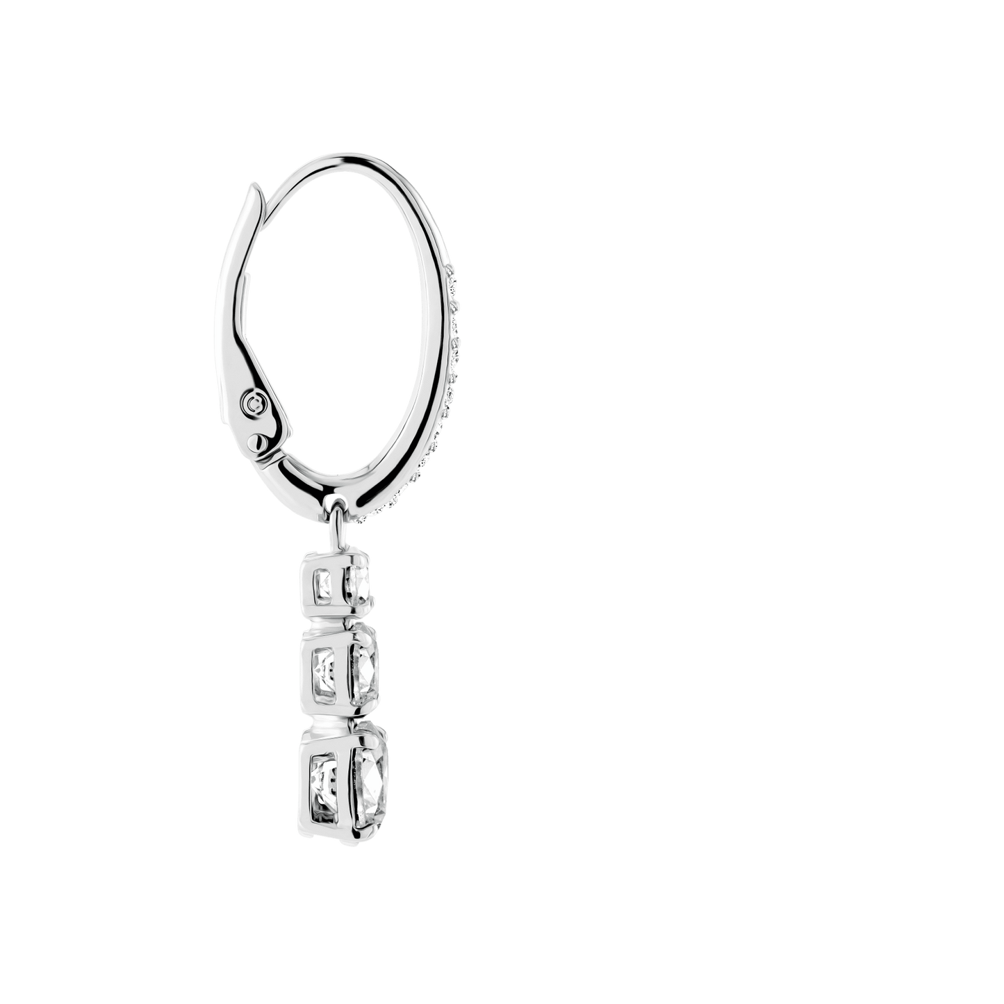 Stilla Attract hoop earrings, Round cut, White, Rhodium plated 5416155