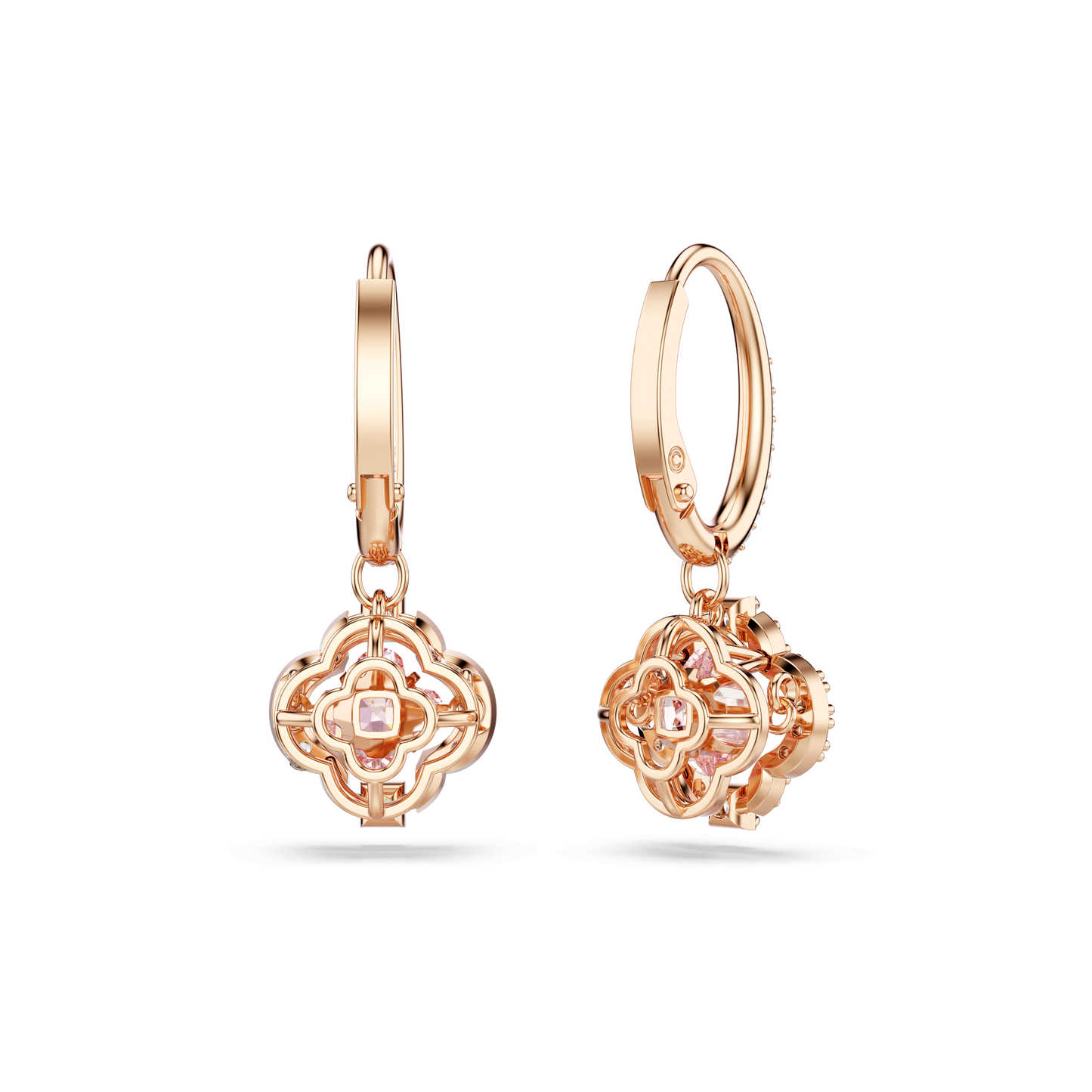 Una drop earrings, Clover, Pink, Rose gold-tone plated 5516477