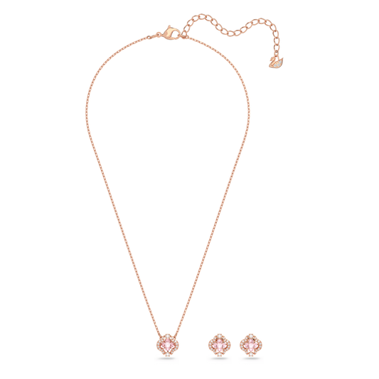 Una set, Mixed cuts, Clover, Pink, Rose gold-tone plated 5516488