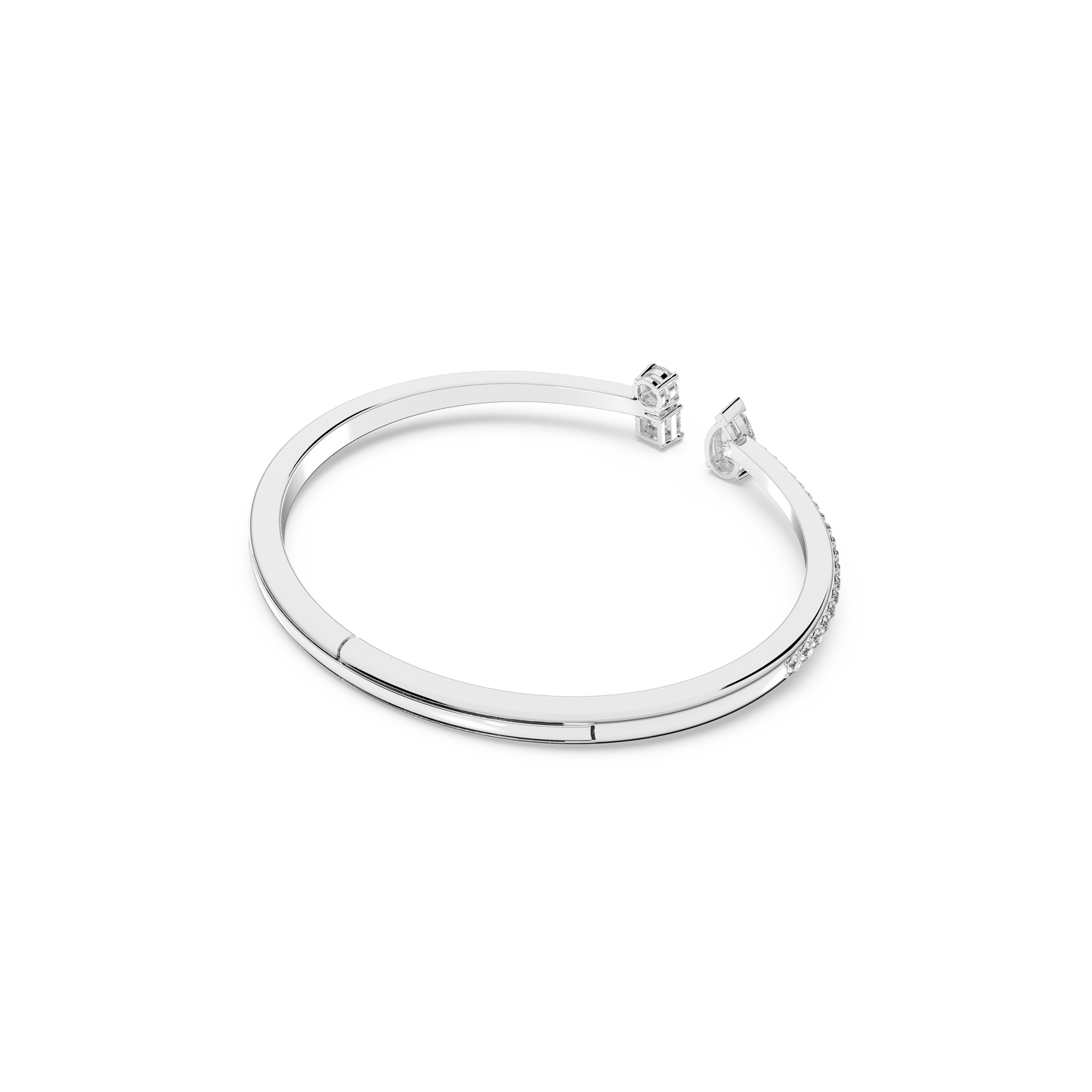 Mesmera cuff, Mixed cuts, White, Rhodium plated 5572664