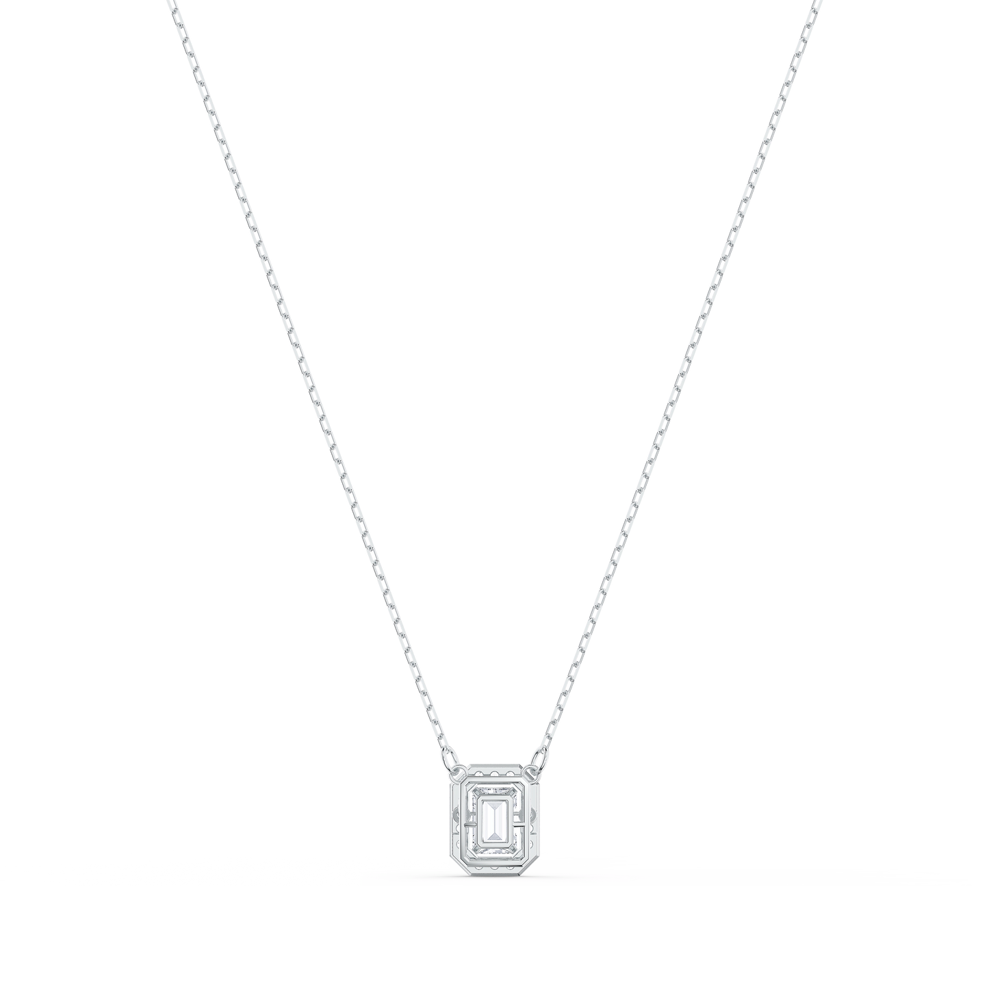Una pendant, Octagon cut, White, Rhodium plated 5599177