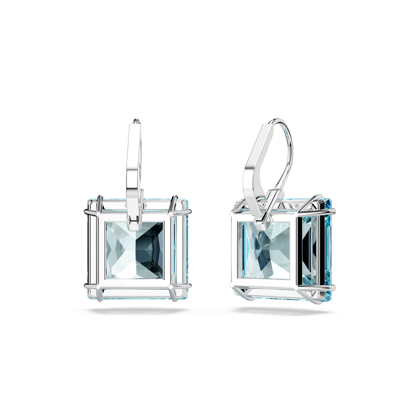 Millenia drop earrings, Square cut, Blue, Rhodium plated 5619472