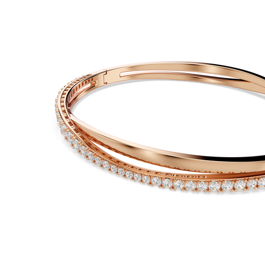 Hyperbola bangle, White, Rose gold-tone plated 5620552