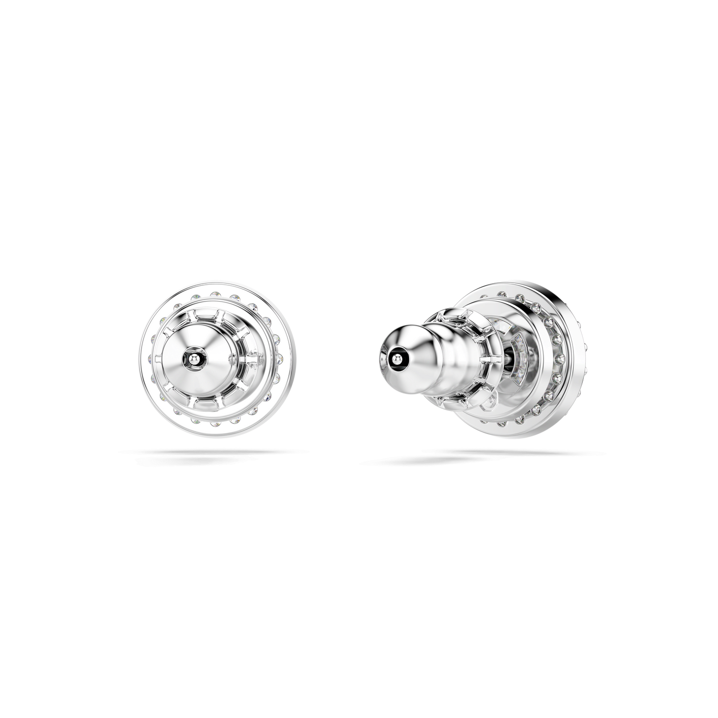 Una Angelic stud earrings, Round cut, Pavé, White, Rhodium plated 5636269