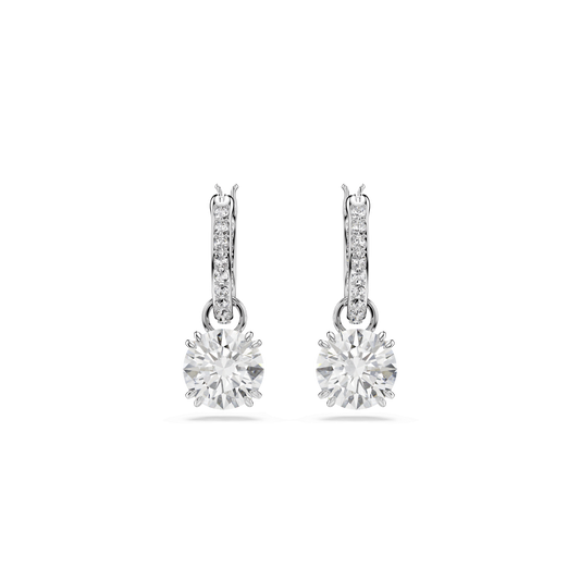 Stilla drop earrings, Round cut, White, Rhodium plated 5636717