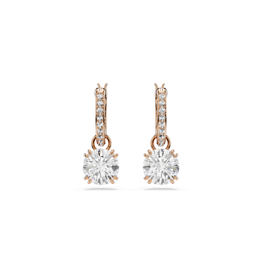 Stilla drop earrings, Round cut, White, Rose gold-tone plated 5639975