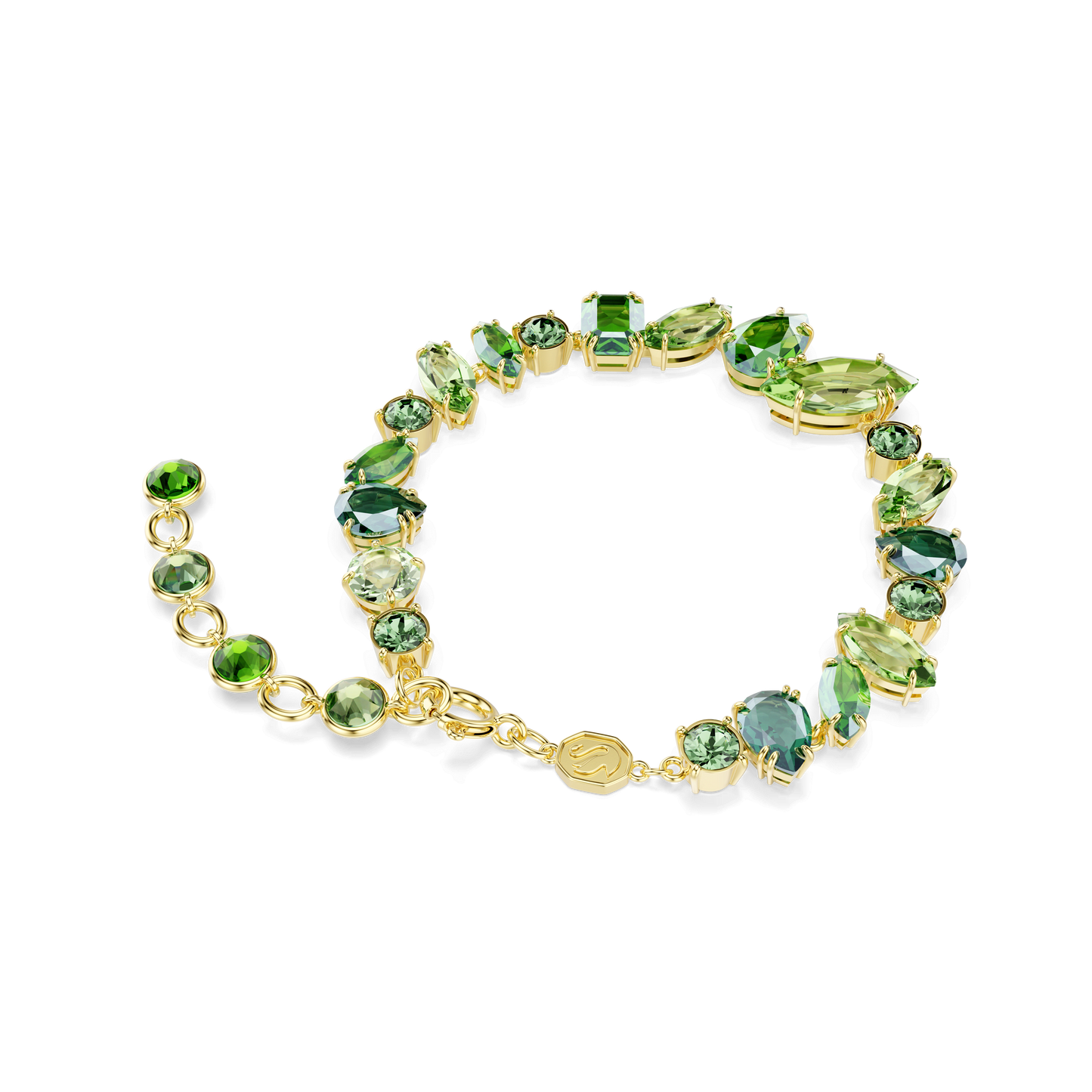Gema bracelet, Mixed cuts, Green, Gold-tone plated 5652822