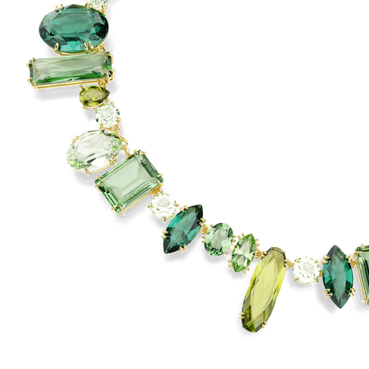 Gema necklace, Mixed cuts, Green, Gold-tone plated 5657388