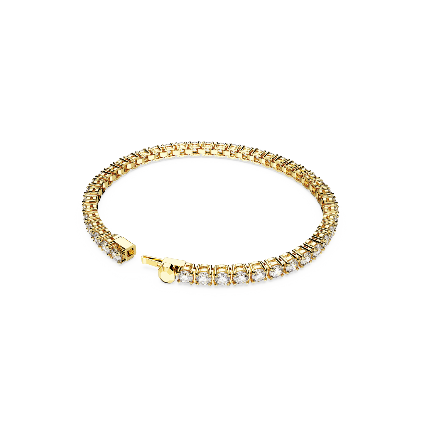 Matrix Tennis bracelet, Round cut, White, Gold-tone plated 5657665