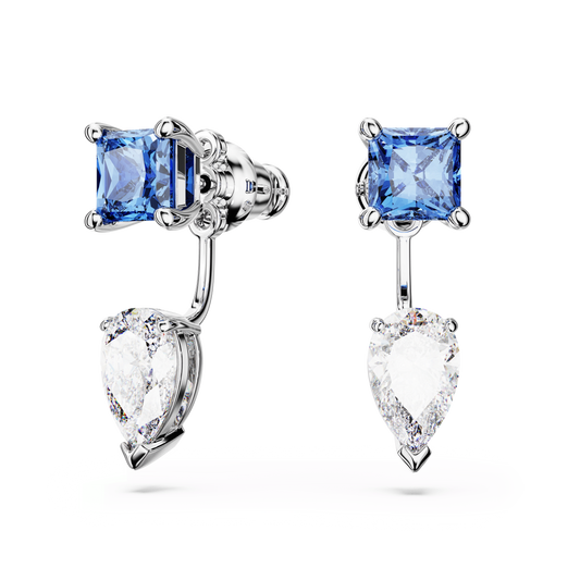 Mesmera earring jackets, Mixed cuts, Detachable, Blue, Rhodium plated 5665767