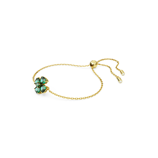 Idyllia bracelet, Mixed cuts, Clover, Green, Gold-tone plated 5666585