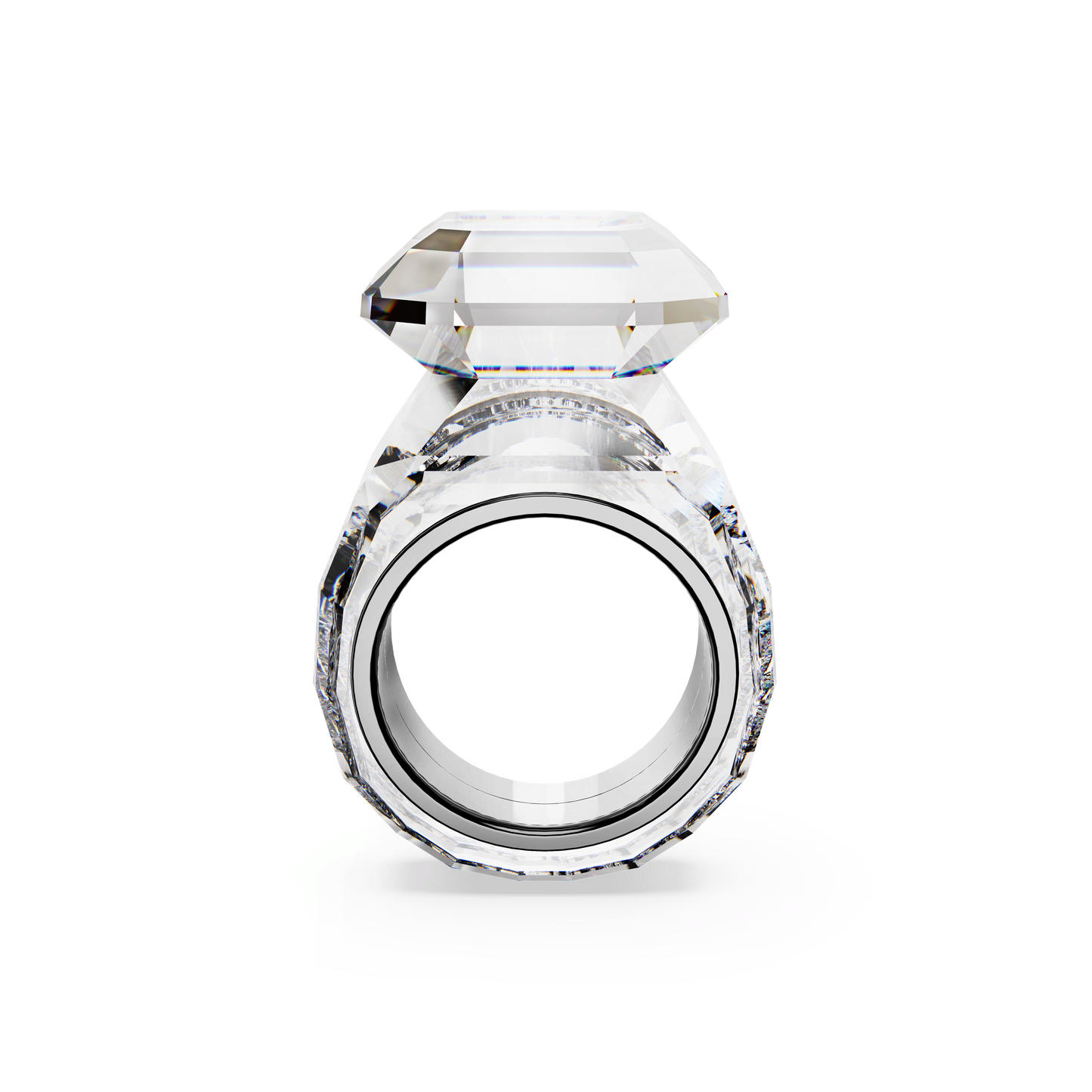 Lucent cocktail ring, Octagon cut, White 5666587