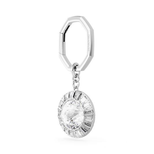 Key ring, Round cut, White, Rhodium plated 5669119