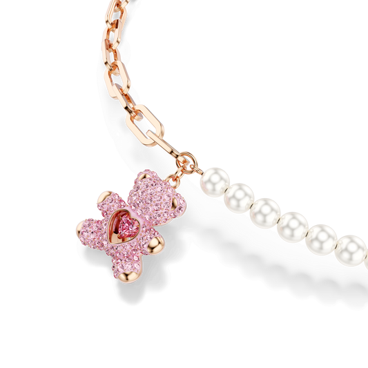 Teddy pendant, Crystal pearl, Bear, Pink, Rose gold-tone plated 5669166