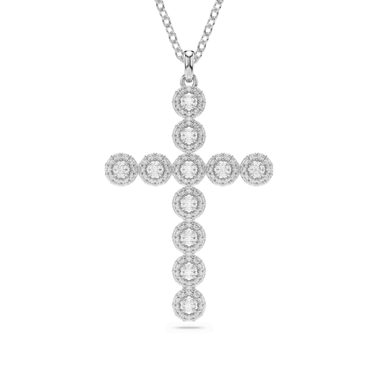 Insigne pendant, Mixed cuts, Cross, White, Rhodium plated 5675573