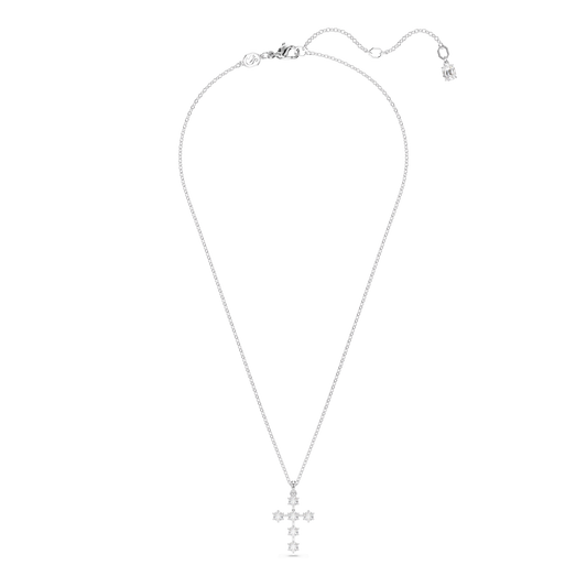 Insigne pendant, Round cut, Cross, White, Rhodium plated 5675576