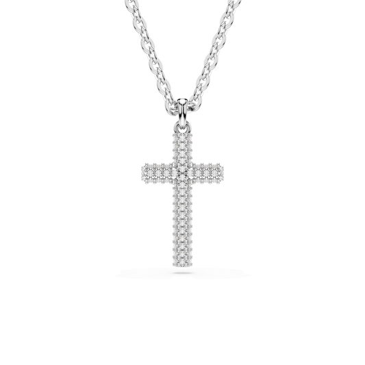 Insigne pendant, Pavé, Cross, White, Rhodium plated 5675577