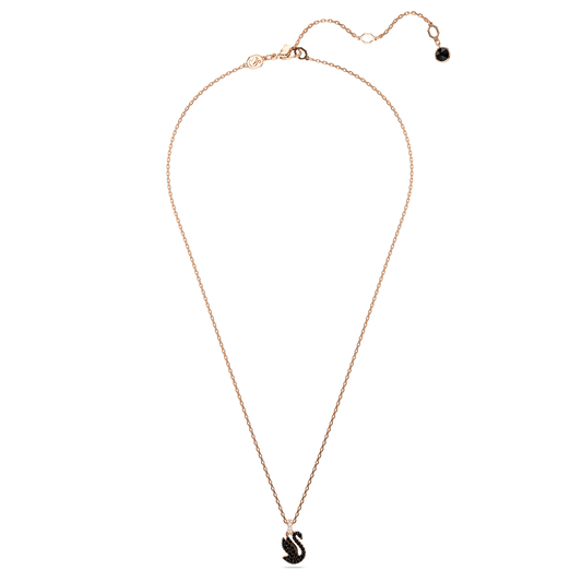 Swan pendant, Swan, Small, Black, Rose gold-tone plated 5678046