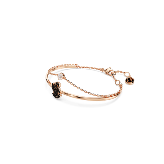 Swan bangle, Swan, Black, Rose gold-tone plated 5678048