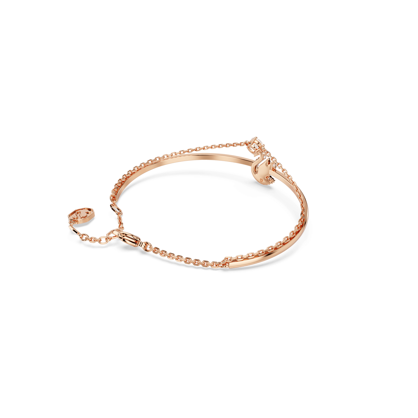 Swan bangle, Swan, Black, Rose gold-tone plated 5678048