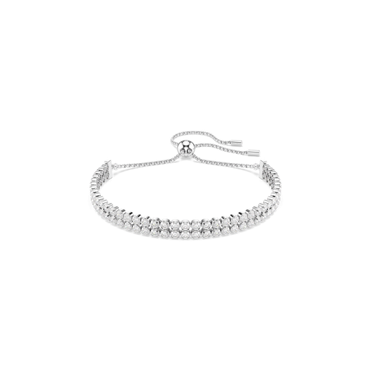 Matrix bracelet, Round cut, White, Rhodium plated 5678252