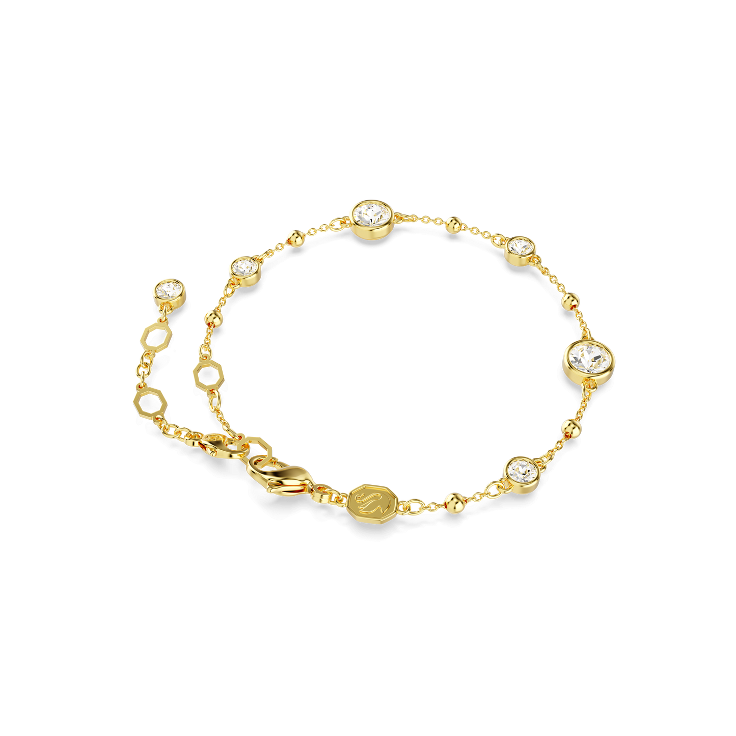 Imber bracelet, Round cut, Scattered design, White, Gold-tone plated 5680094