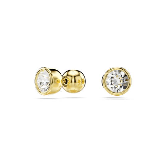 Imber stud earrings, Round cut, White, Gold-tone plated 5681552