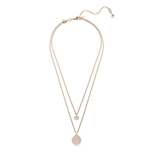 Sublima layered pendant, White, Rose gold-tone plated 5683449