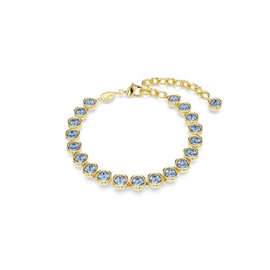 Imber bracelet, Round cut, Blue, Gold-tone plated