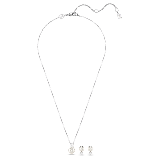 Matrix set, Crystal pearl, Round cut, White, Rhodium plated 5689624