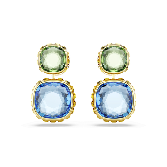 Chroma drop earrings, Cushion cut, Multicolored, Gold-tone plated 5692492