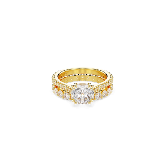 Stilla ring, Set (2), Round cut, White, Gold-tone plated 5693506