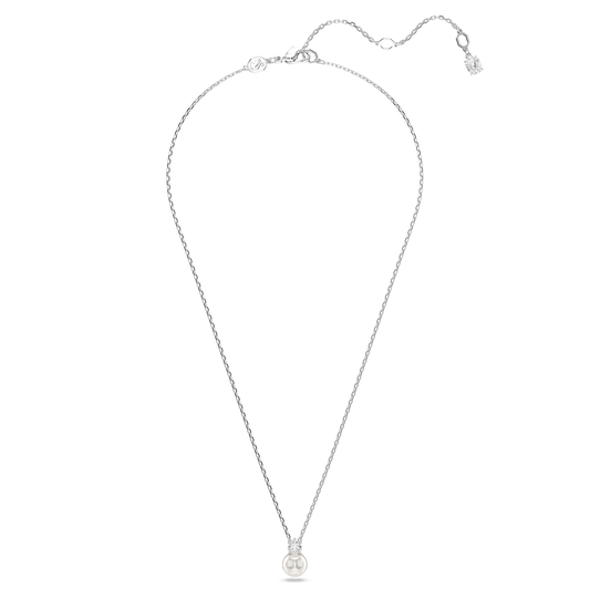 Matrix pendant, Crystal pearl, Round cut, White, Rhodium plated 5693897