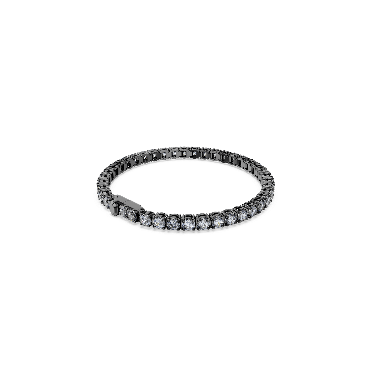Matrix Tennis bracelet, Round cut, Gray, Ruthenium plated 5693929