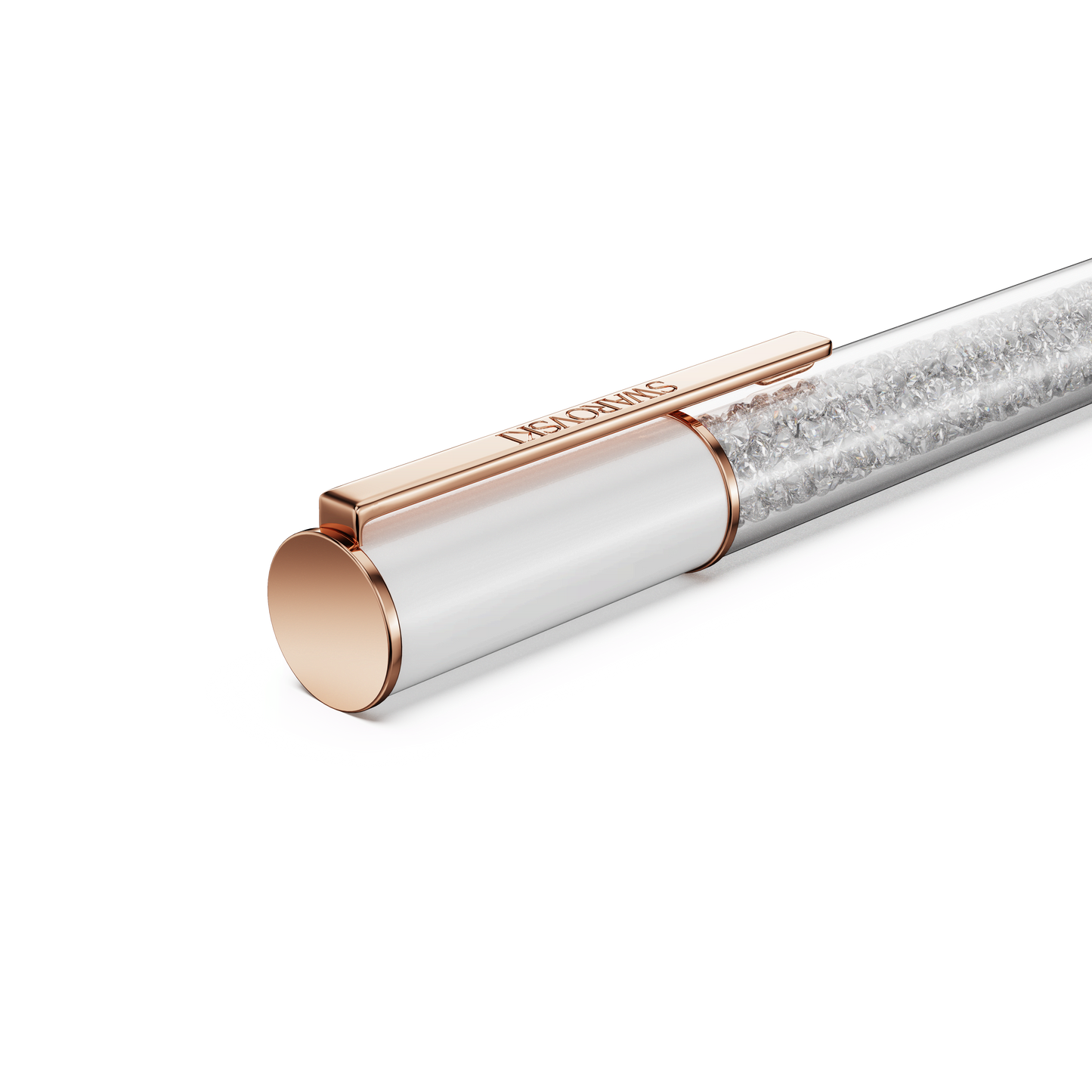 Crystalline ballpoint pen, White, Rose gold-tone plated 5694174