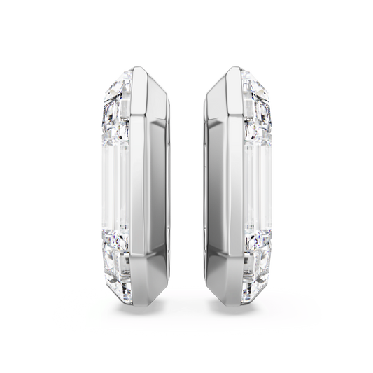 Lucent hoop earrings, Octagon shape, Small, White 5696289