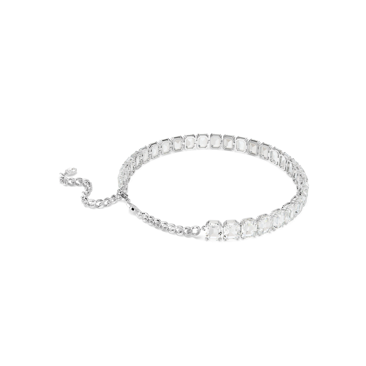 Millenia choker, Octagon cut, White, Rhodium plated 5696292