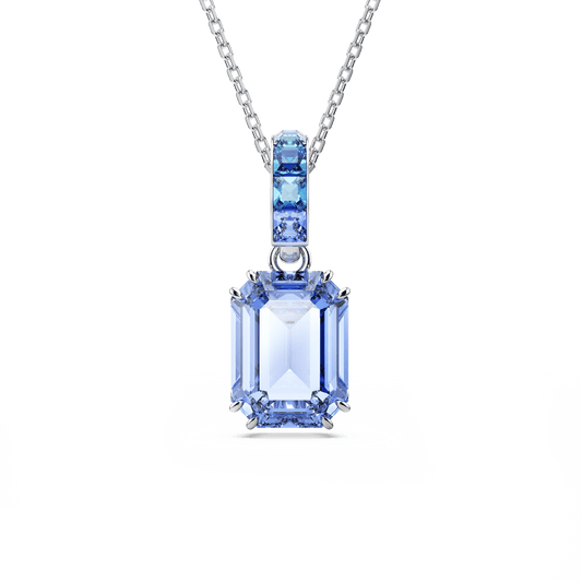 Millenia pendant, Octagon cut, Blue, Rhodium plated 5696518