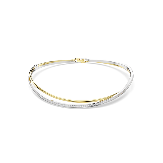 Hyperbola choker, Round cut, White, Mixed metal finish 5702409