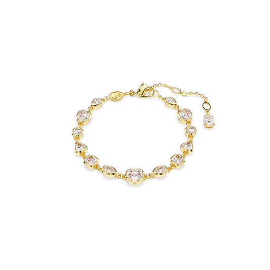 Swarovski Imber Tennis bracelet, Mixed cuts, White, Gold-tone plated