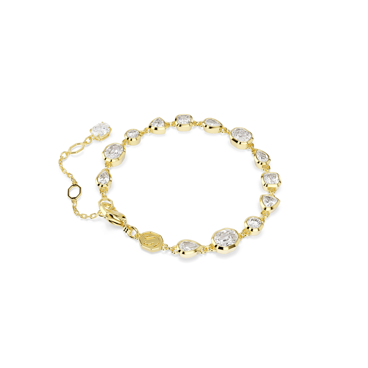 Imber bracelet, Mixed cuts, White, Gold-tone plated 5705471