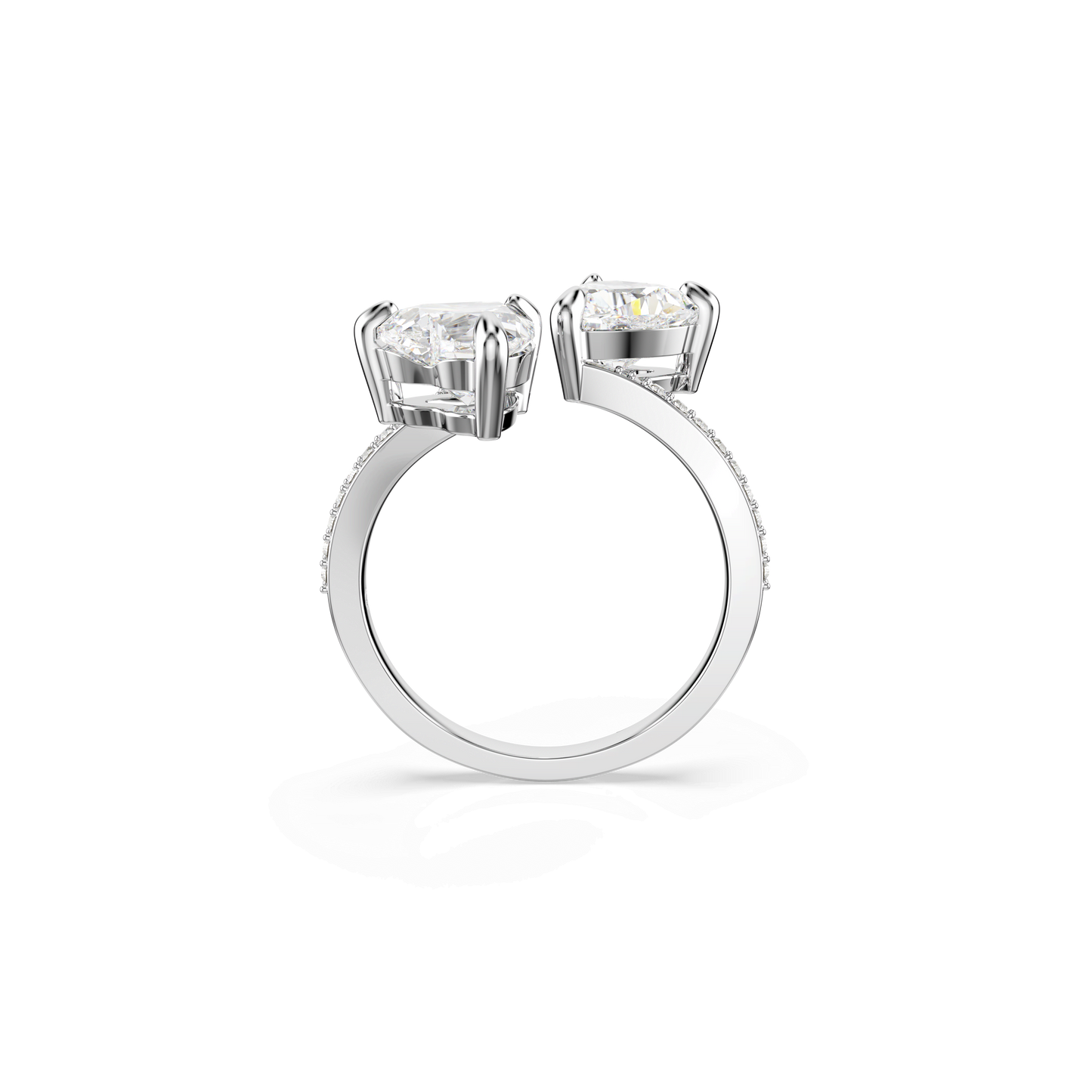 Mesmera open ring, Heart cut, Pavé, White, Rhodium plated 5705591