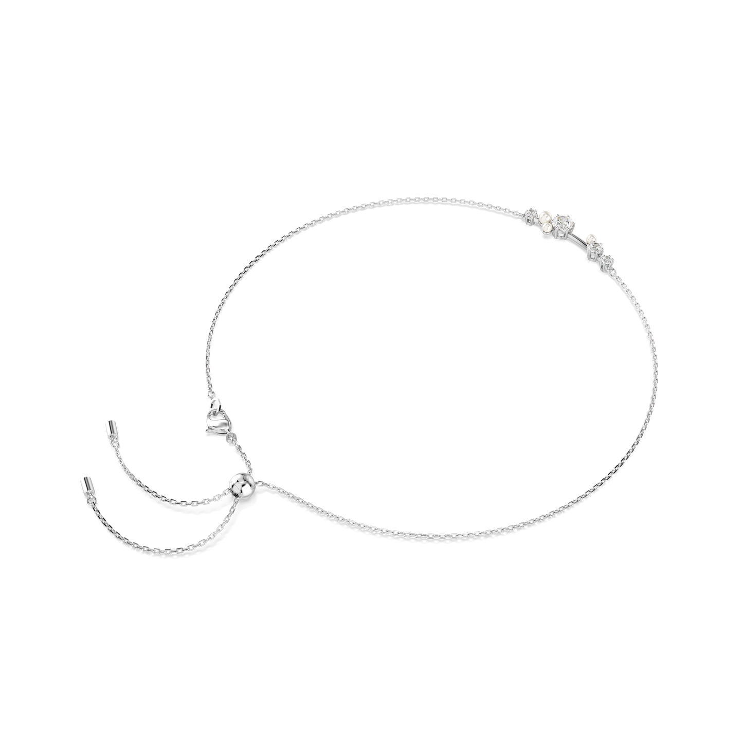 Constella necklace, Crystal pearl, Round cuts, White, Rhodium plated 5705626