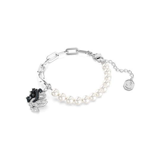 Swan bracelet, Crystal pearl, Swan, Black, Mixed metal finish 5705720