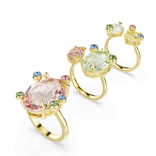 Gema ring, Set (3), Mixed cuts, Multicolored, Gold-tone plated 5705811