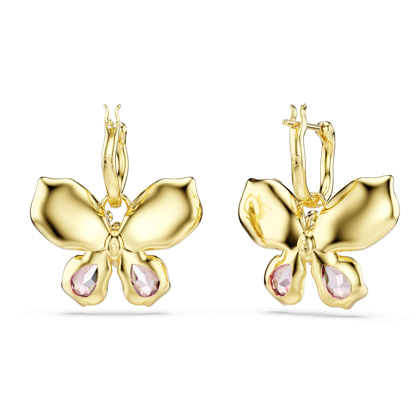 Idyllia drop earrings, Mixed cuts, Pavé, Butterfly, Multicolored, Gold-tone plated 5709953