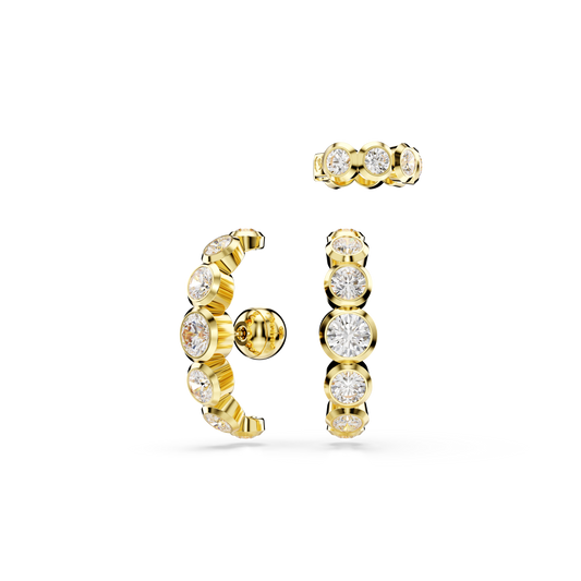 Swarovski Imber ear cuff, Set (3), Round cut, White, Gold-tone plated