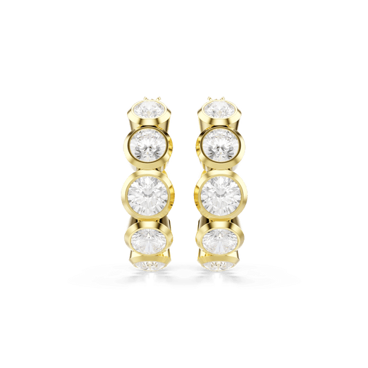Imber hoop earrings, Round cut, White, Gold-tone plated 5711483