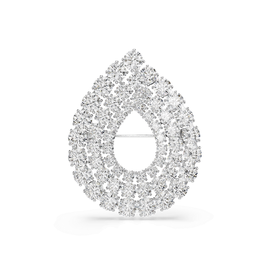 Matrix brooch, Round cut, White, Rhodium plated 5714648